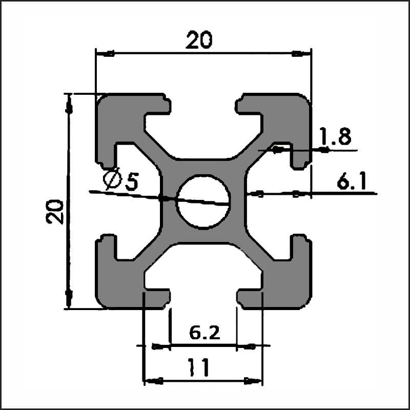 Aluminum T-slot 6-2020