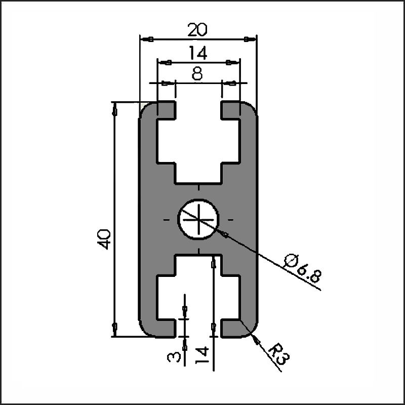 Aluminum T-slot 8-2040B