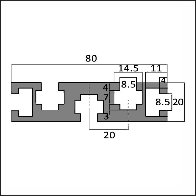 Aluminum T-slot 8-2080W