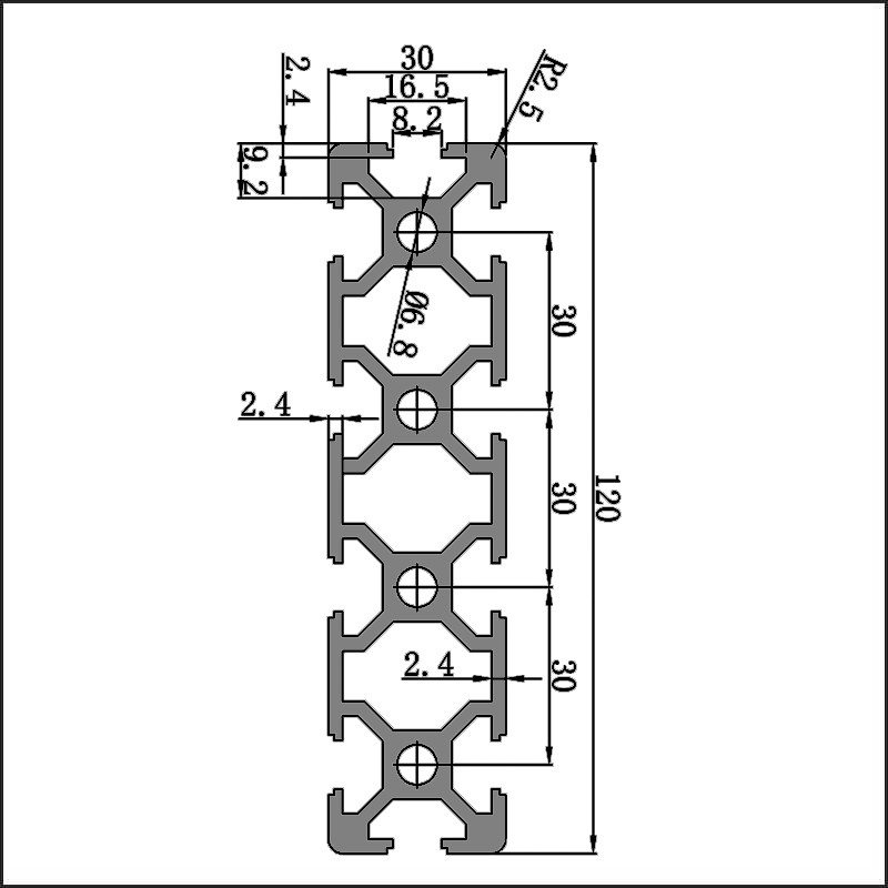 Aluminum t slot 30120 CAD