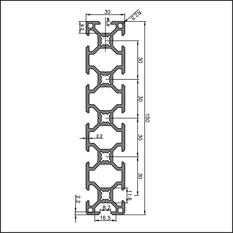 Aluminum t slot 30150 CAD