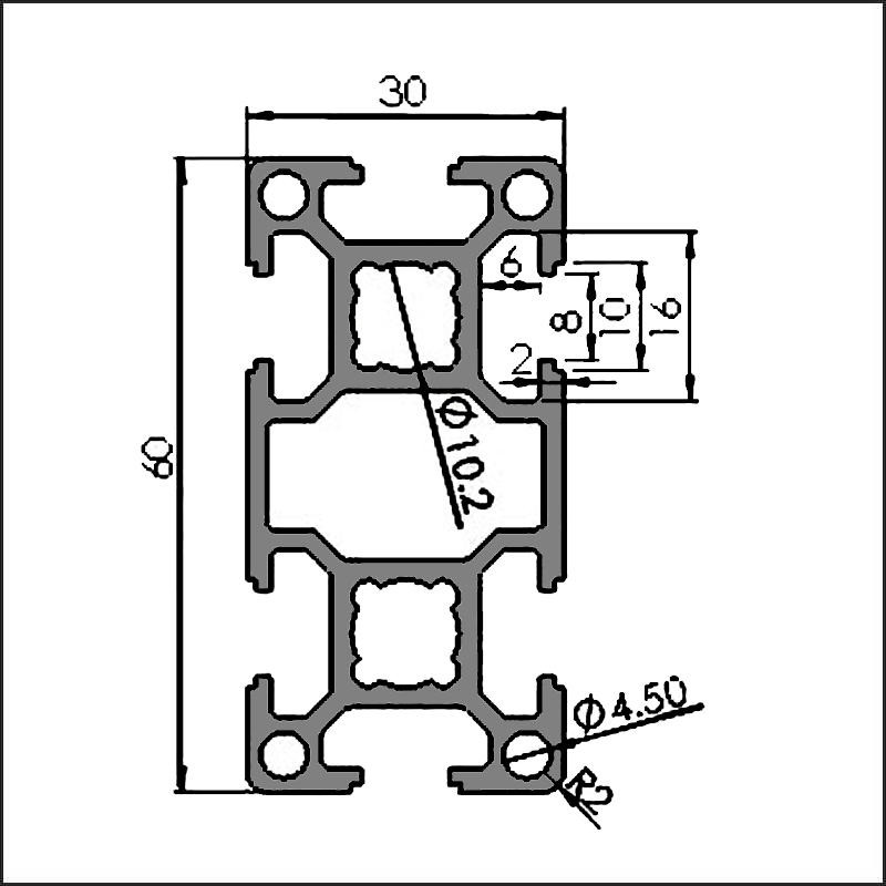 Aluminum t slot 3060L CAD