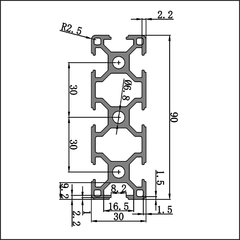 Aluminum t slot 3090  CAD