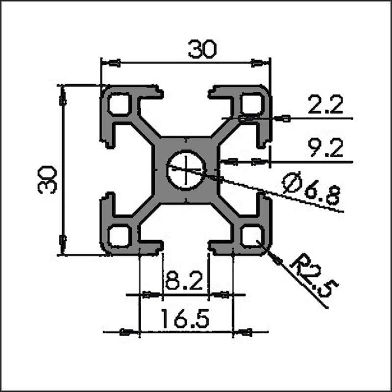 Aluminum t slot 8 3030 CAD