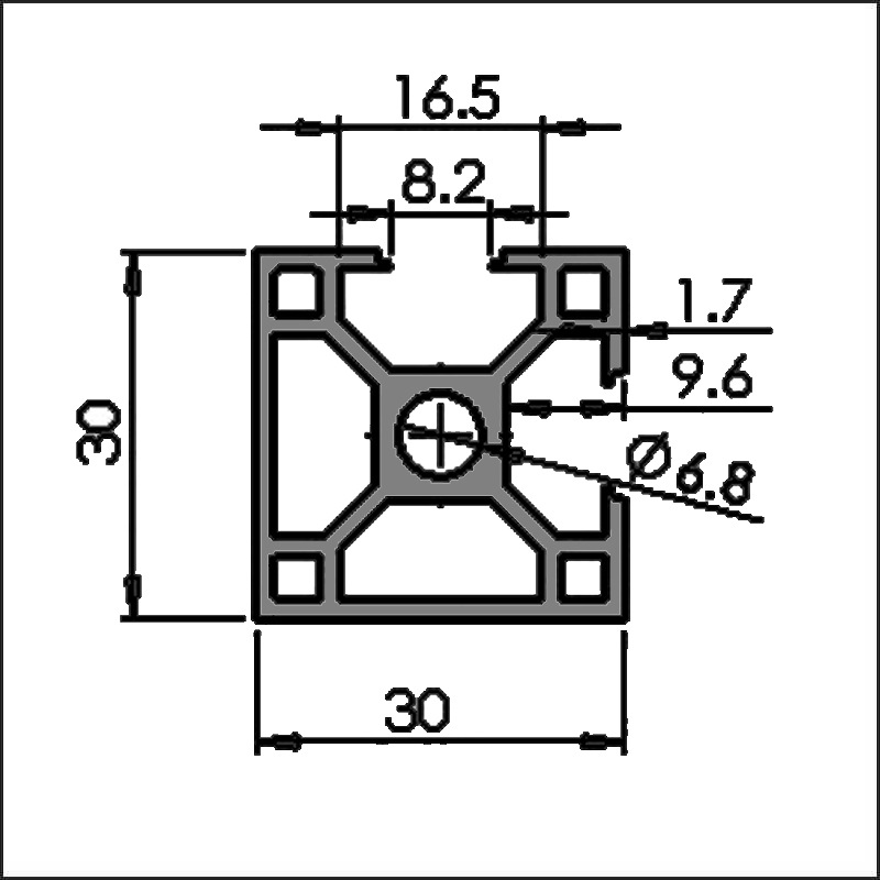 Aluminum t-slot 8 3030C CAD