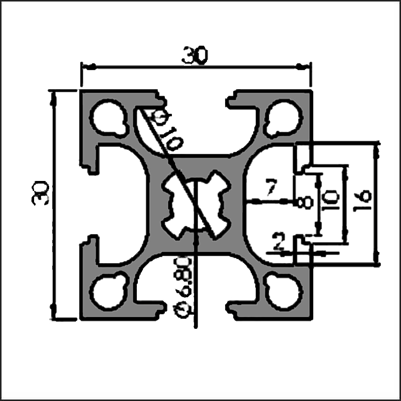 Aluminum t slot 8 3030K CAD