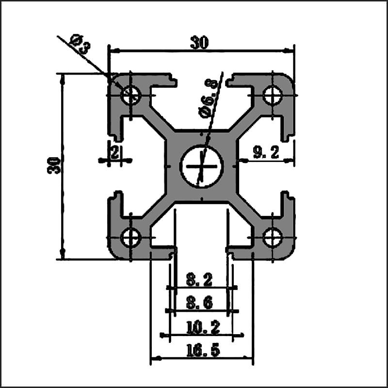 Aluminum t slot 8 3030W CAD