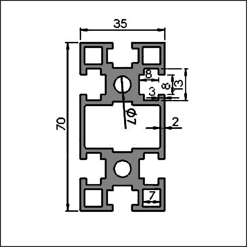 Aluminum t-slot 8 3570 CAD