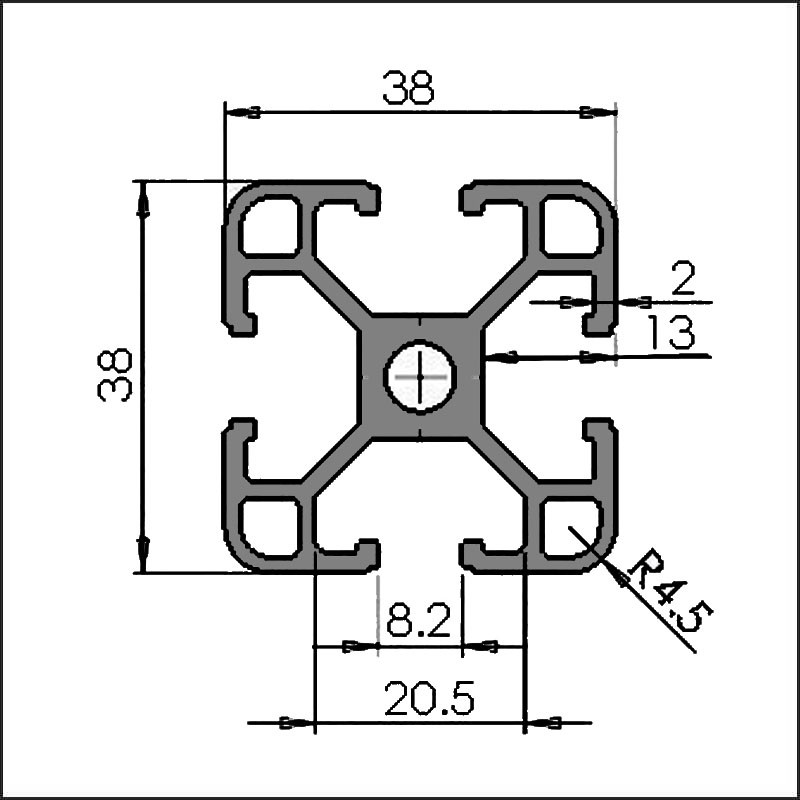 Aluminum t-slot 8 3838 CAD