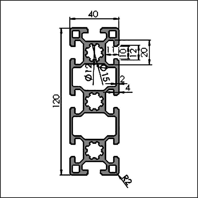 Aluminum t-slot 10 40120 CAD