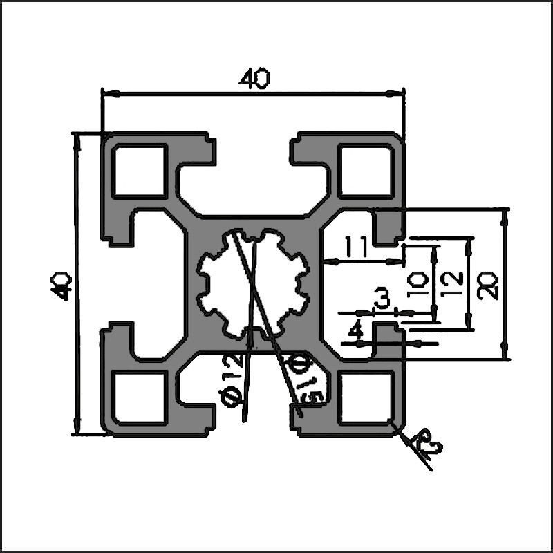 Aluminum t-slot 10-4040 CAD