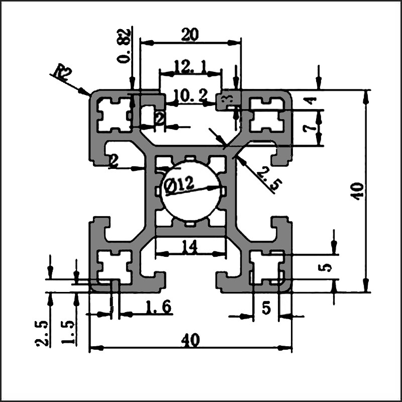 Aluminum t-slot 10-4040HW CAD