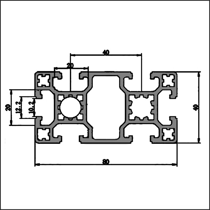 Aluminum t-slot 10-4080HW CAD