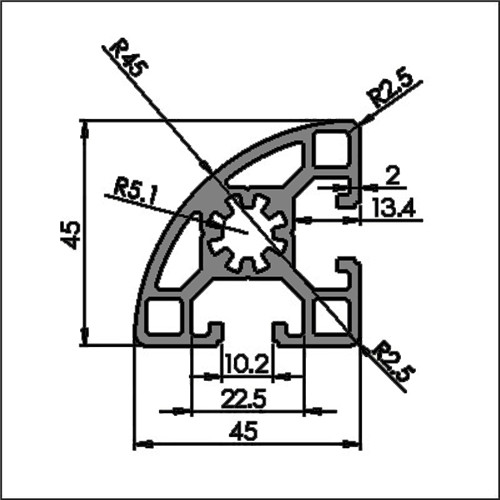 Aluminum t-slot 10-4545R CAD