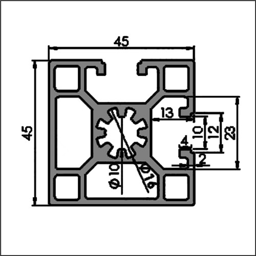 Aluminum t-slot 10-4545S CAD