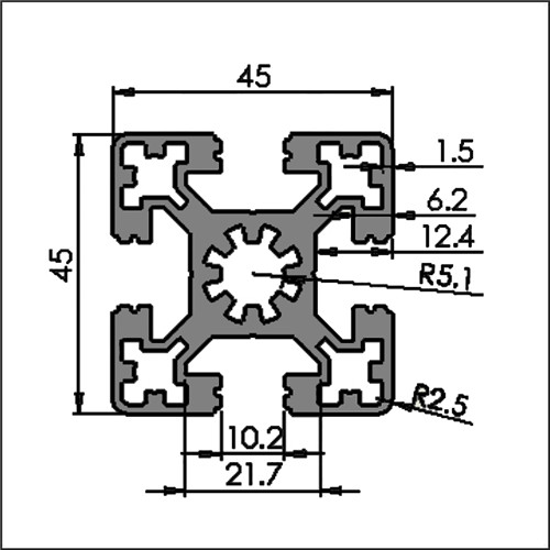 Aluminum t-slot 10-4545W CAD