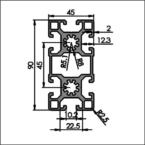 Aluminum t-slot 10-4590 CAD