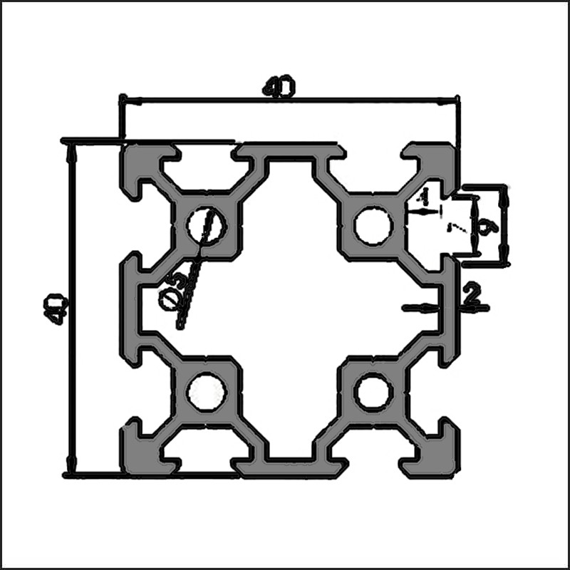 Aluminum t-slot 6-4040GA CAD