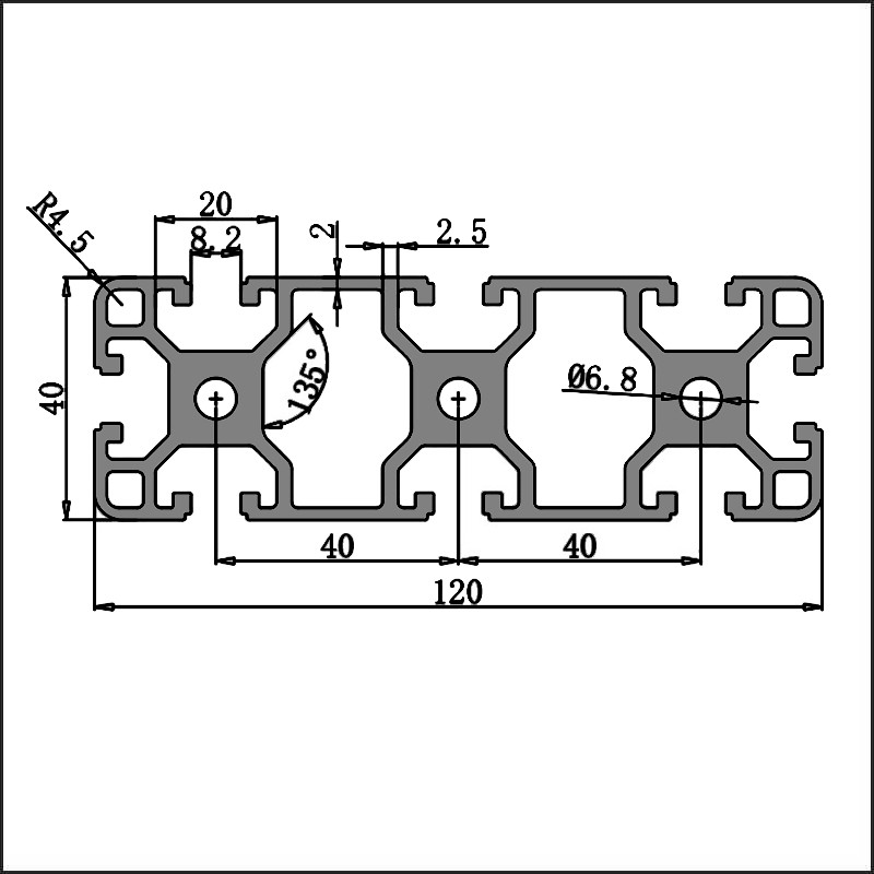 Aluminum t-slot 8-40120 CAD