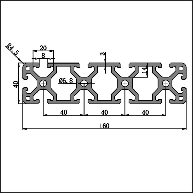 Aluminum t-slot 8-40160 CAD