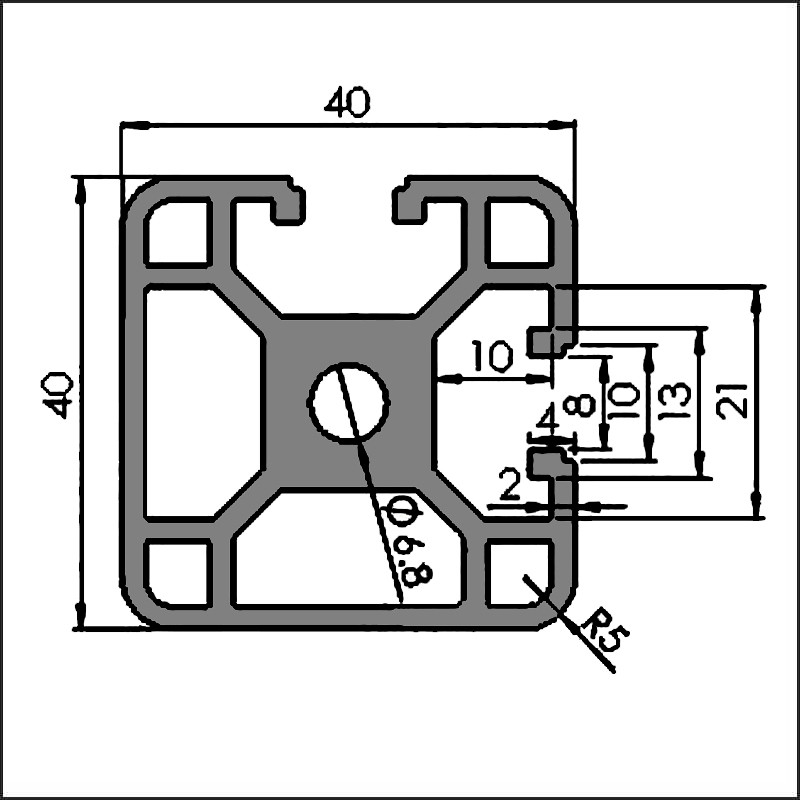 Aluminum t-slot 8-4040H CAD