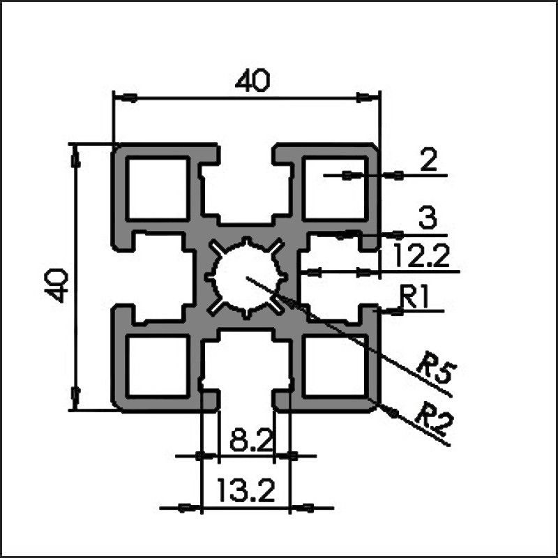 Aluminum t-slot 8-4040HD CAD