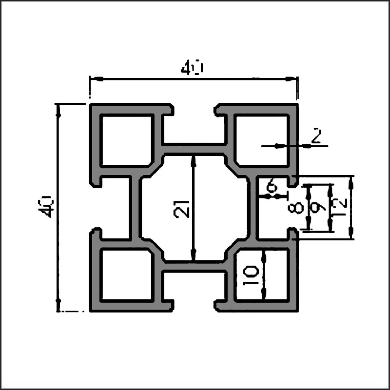 Aluminum t-slot 8-4040HE CAD