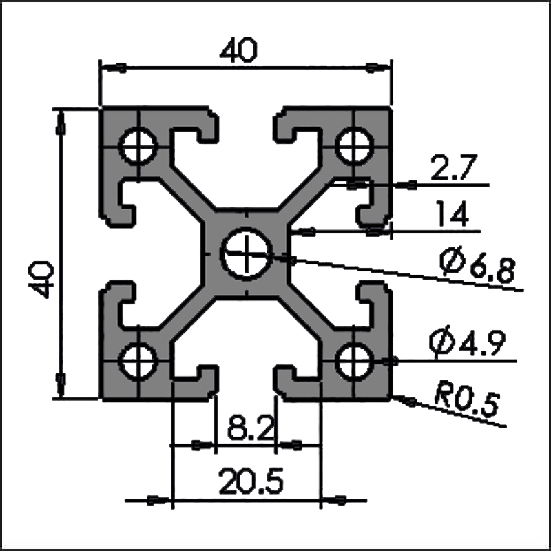 Aluminum t-slot 8-4040K CAD