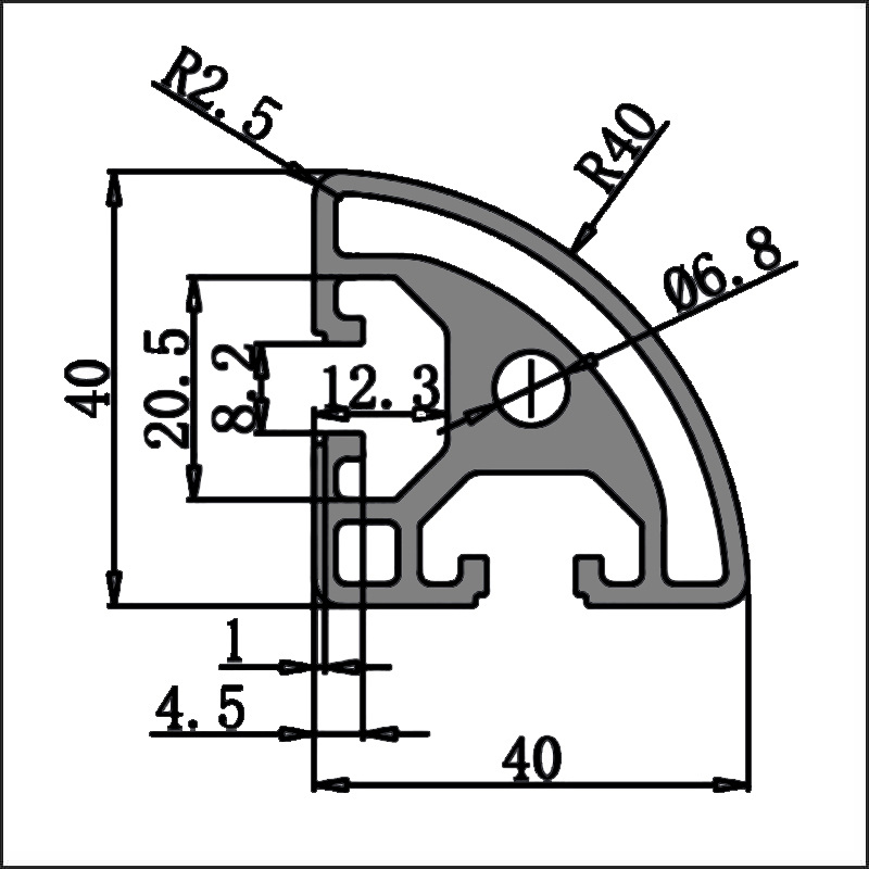 Aluminum t-slot 8-4040R CAD