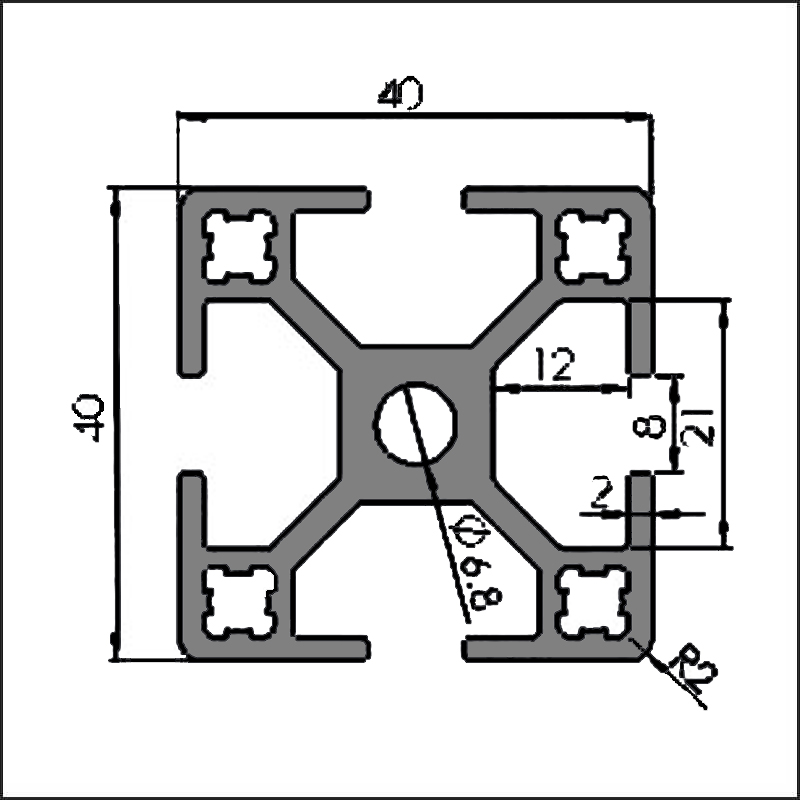 Aluminum t-slot 8-4040V CAD