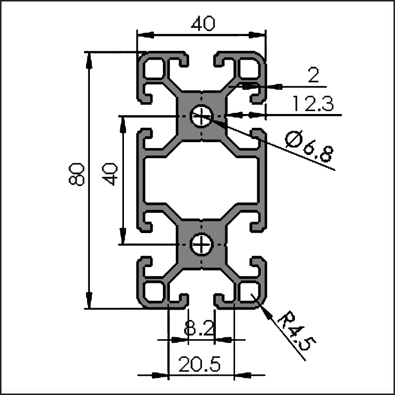 Aluminum t-slot 8-4080 CAD