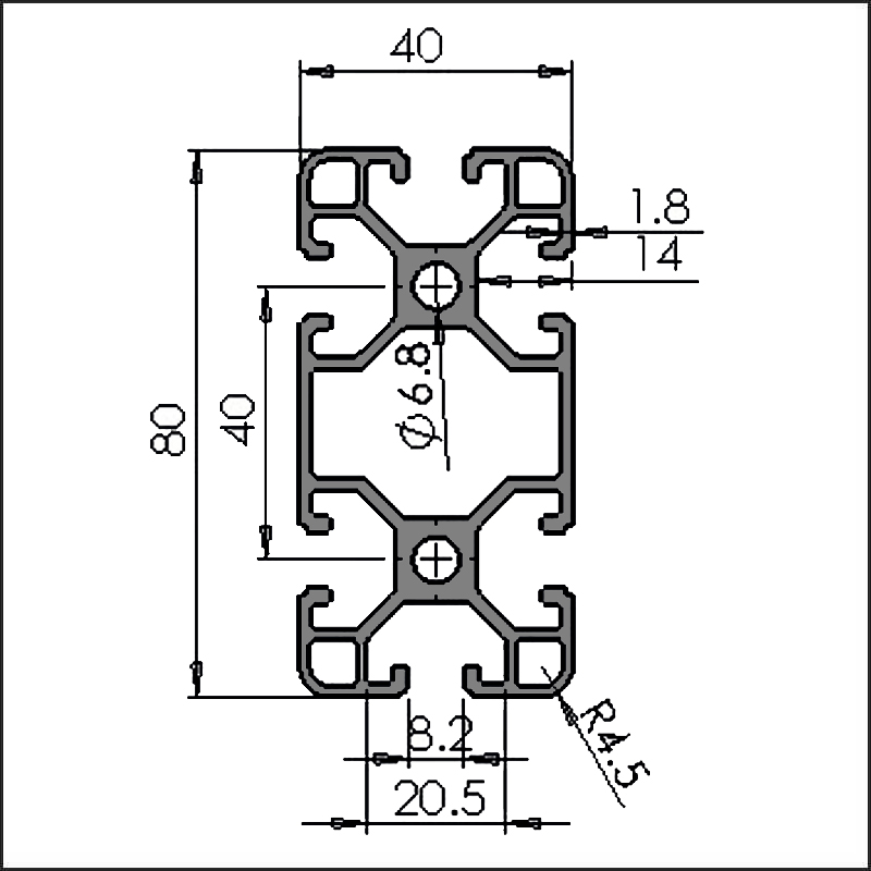 Aluminum t-slot 8-4080C CAD