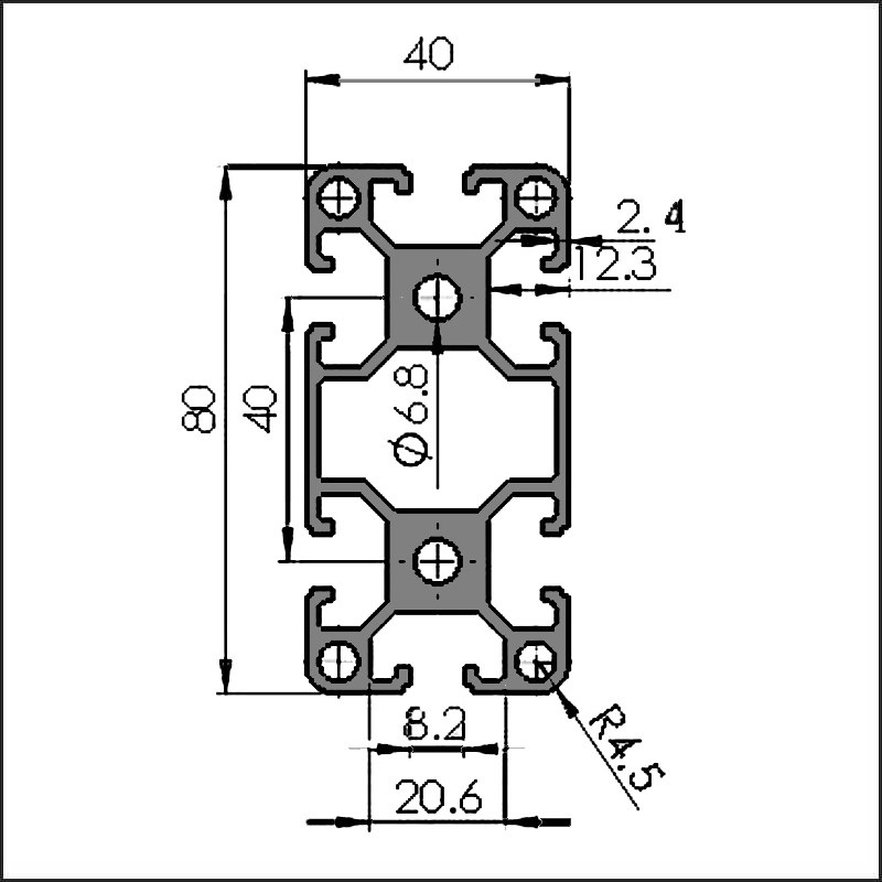 Aluminum t-slot 8-4080D CAD 1