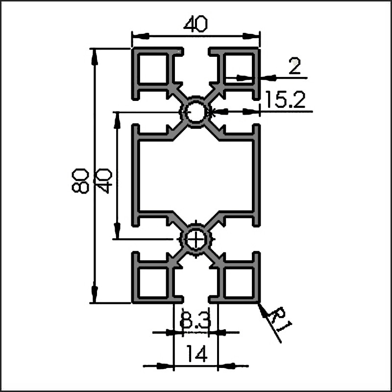 Aluminum t-slot 8-4080H CAD