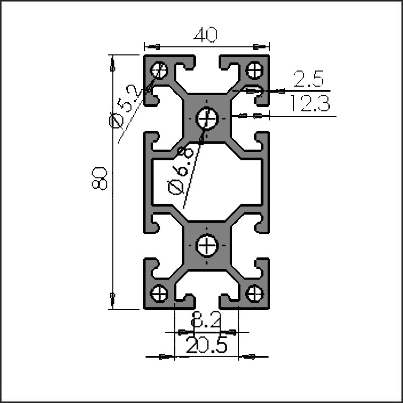 Aluminum t-slot 8-4080K CAD