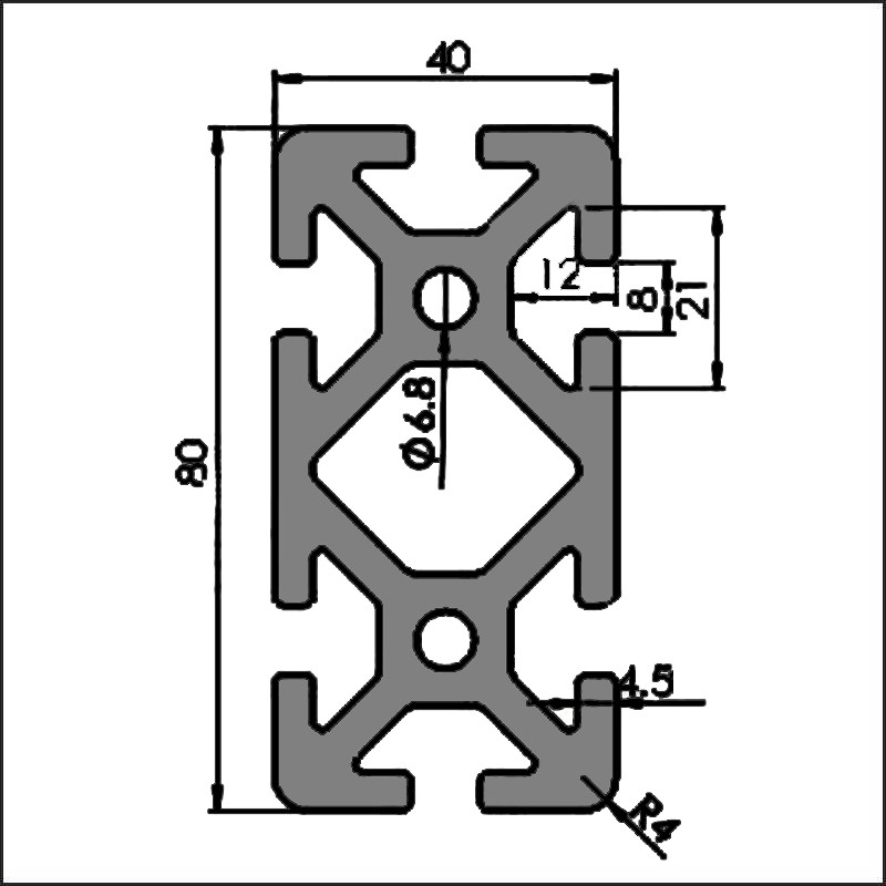 Aluminum t-slot 8-4080P CAD