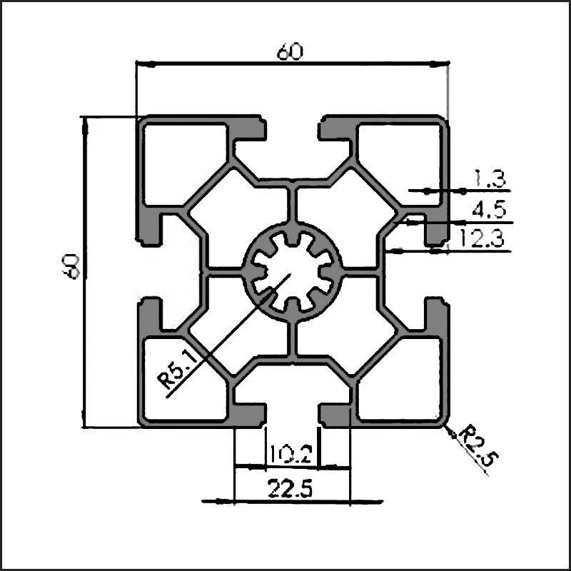 Aluminum-t-slot-10-6060A-CAD