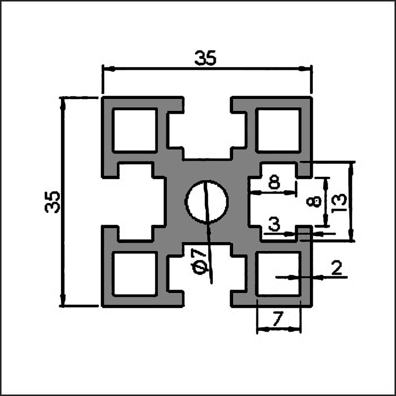 Aluminum t-slot 8 3535 CAD